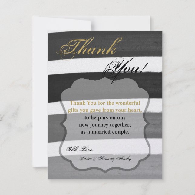 4x5 FLAT Gracias Tarjeta Banda de Ombre Línea Negr (Anverso)