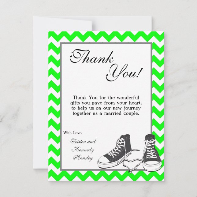 4x5 FLAT Gracias Tarjeta Chevron De Esneakers Para (Anverso)