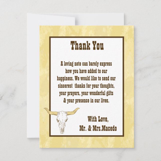 4x5 FLAT Gracias Tarjeta Cowboy Rodeo Steull T (Anverso)