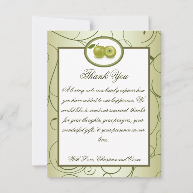 4x5 FLAT Gracias Tarjeta Fruta de los Swirls Green (Anverso)