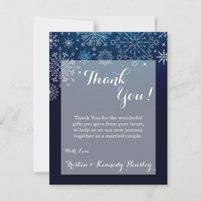 4x5 FLAT Gracias Tarjeta Invierno Snowflakes Hielo (Anverso)