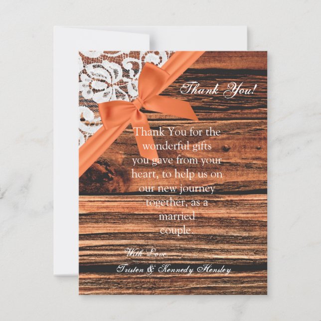 4x5 FLAT Gracias Tarjeta Madera y encaje (Anverso)