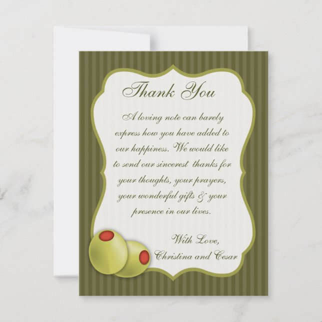 4x5 FLAT Gracias Tarjeta Martini Olivas Green Stri (Anverso)