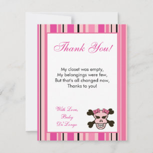 4x5 FLAT Gracias Tarjeta Niña Rosa Punk Skull