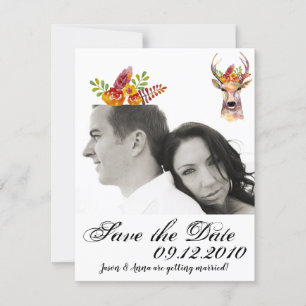 4x5 Guardar la tarjeta de fecha Boho ciervo Cabeza