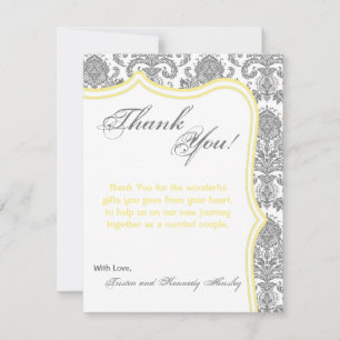 4x5 PLANA Gracias Tarjeta Lace de Damasco Amarillo