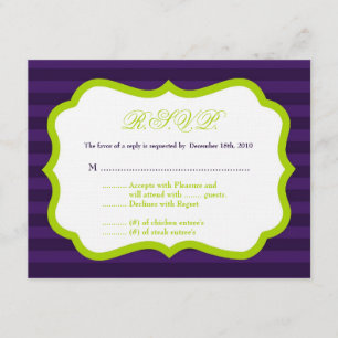 4x5 R.S.V.P Tarjeta de respuesta Lime Green y Purp