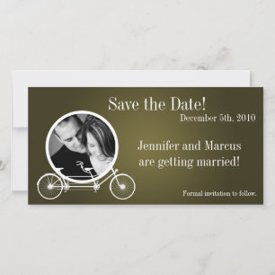 4x8 Invitación de compromiso doble bicicleta marró