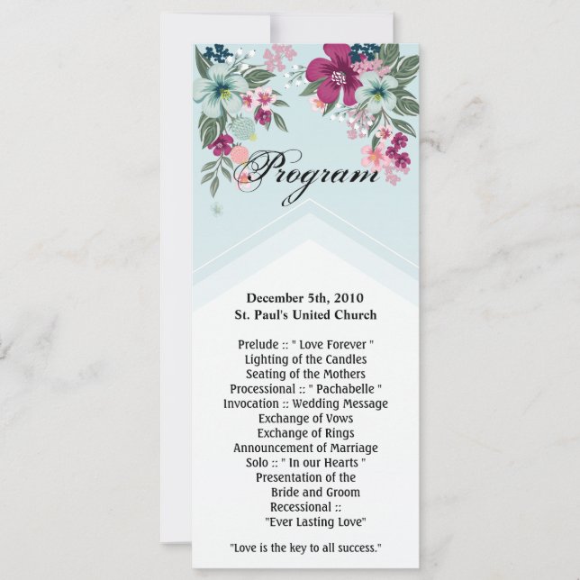 4x9.25 Tarjetas de programa Flor tropical en naran (Anverso)