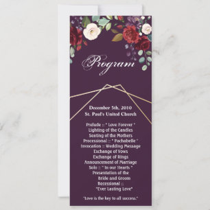 4x9.25 Tarjetas de programa Plum Purple Rosas Geom