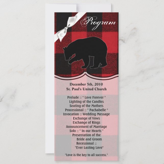 4x9.25 Tarjetas del programa Red Buffalo Plaid Bea (Anverso)