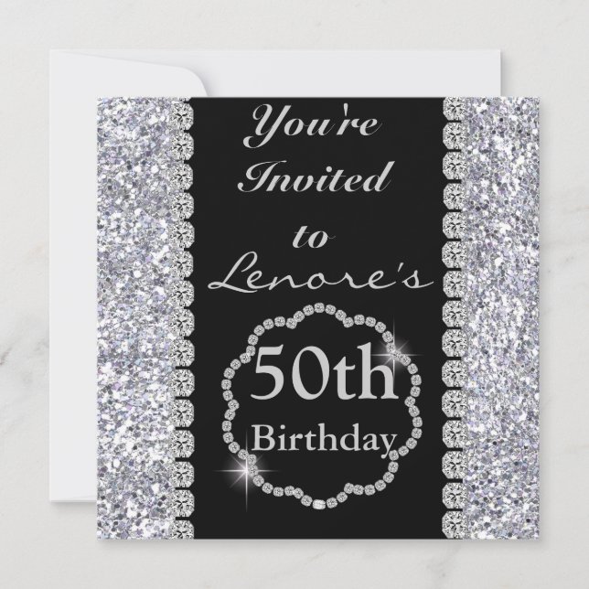50ª invitación a la fiesta de cumpleaños BLING (Anverso)