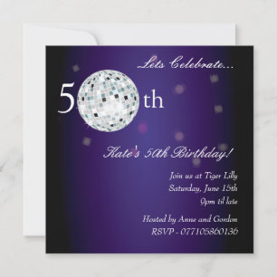 50ª invitación a la fiesta Purple Disco Ball