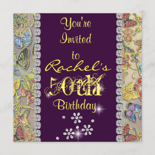 50ª Invitación YELLOW & PURPLE Cumpleaños De Las M
