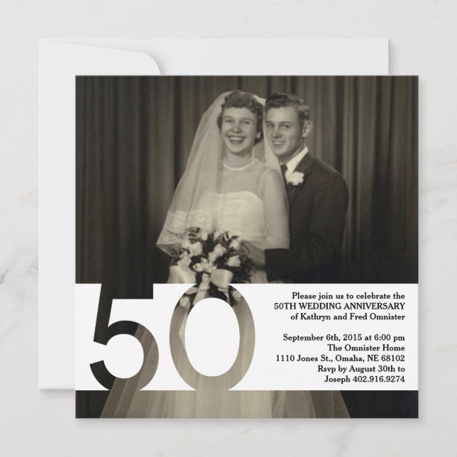 50º aniversario Boda Invitación 5.25 x 5.25 (Anverso)