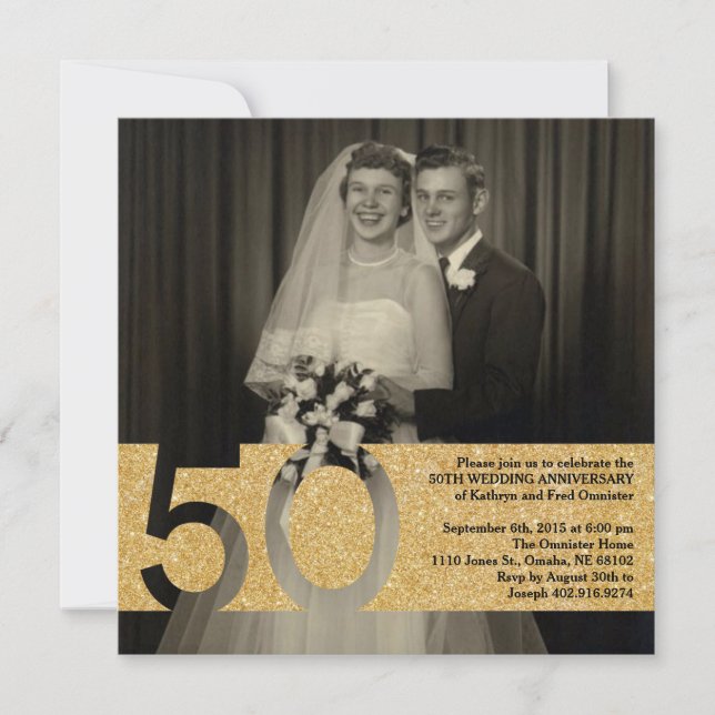 50º aniversario Boda Invitación 5.25 x 5.25 (Anverso)