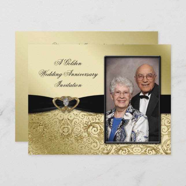 50º aniversario del Boda Foto 4.25x5.5 Invitación (Anverso / Reverso)