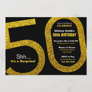 50º Purpurina de Oro Invitación a cumpleaños