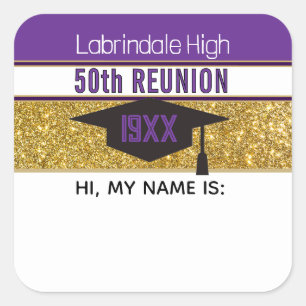 ¡50º Reunión! Etiqueta de nombre personalizada Peg