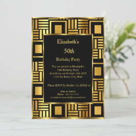 500t Art Deco Fiesta de cumpleaños Invitación de o