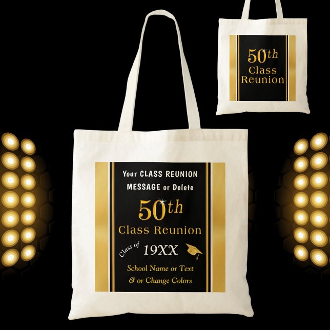 50.ª Clase Bolsas de Regalo Reunión, sus COLORES y (Class Reunion Gift Bag Ideas. Personalized 50th Class Reunion Gifts. High School Reunion Gifts. )