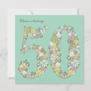 50.ª fiesta de cumpleaños Aqua Blooms Invitación P