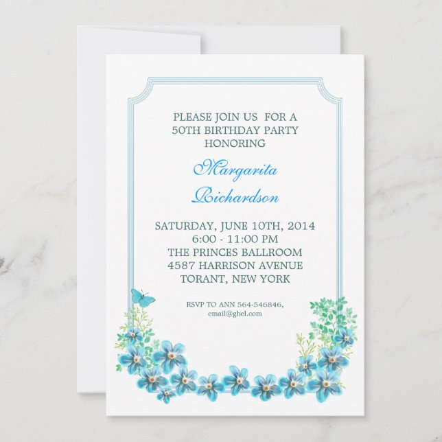 50.ª fiesta de cumpleaños elegantes invitaciones v (Anverso)