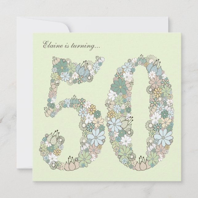 50.ª fiesta de cumpleaños Invitación a la floració (Anverso)