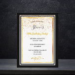 50.ª fiesta de cumpleaños invitación de oro blanco<br><div class="desc">Una elegante tarjeta de invitación para una fiesta de cumpleaños por 50 años para hombres y mujeres. Plantillas para su información. Marcos de oro negros y falsos y lluvia dorada de confeti. Elegante fondo blanco, letras negras y doradas. El nombre está escrito con una escritura de estilo con letras a...</div>