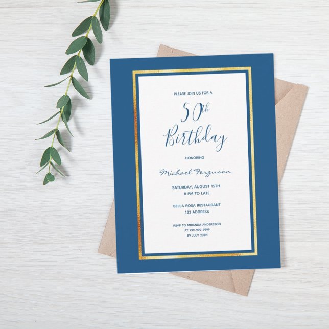 50.ª fiesta de cumpleaños invitación de oro blanco (Subido por el creador)