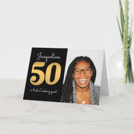 50.ª foto de cumpleaños tarjeta de oro moderna
