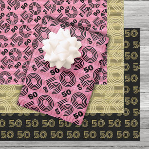 50.ª hoja de papel de envolvimiento de cumpleaños