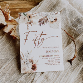 50.ª invitación a cumpleaños Boho Pampas