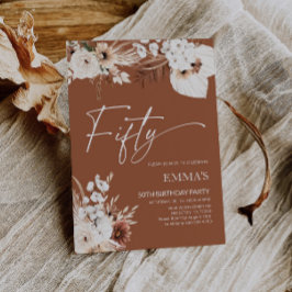 50.ª invitación a cumpleaños Terracotta Boho Pampa