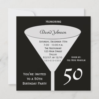 50.ª invitación a fiesta de cumpleaños 50 en negro
