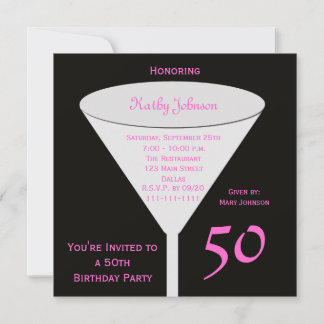 50.ª invitación a fiesta de cumpleaños 50 en rosa