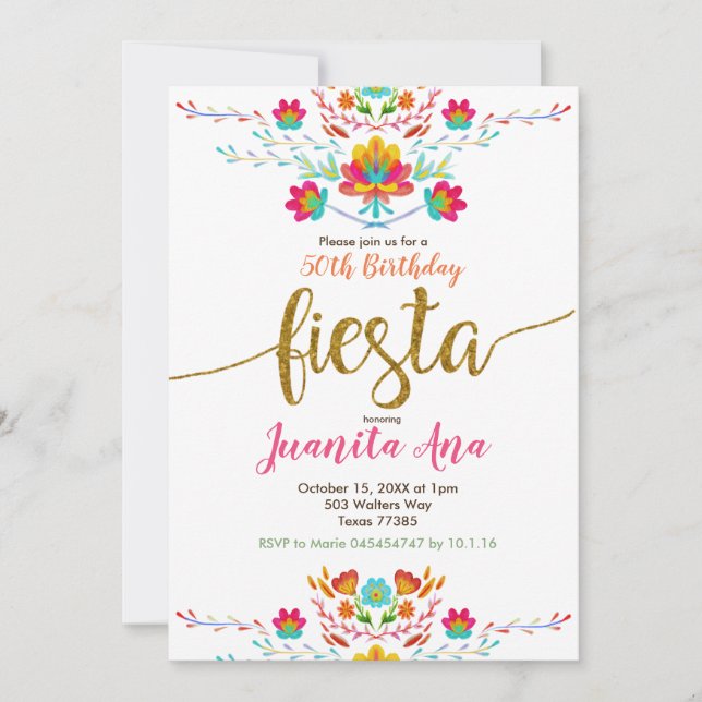 50.ª Invitación a Fiesta por cumpleaños sorpresa (Anverso)