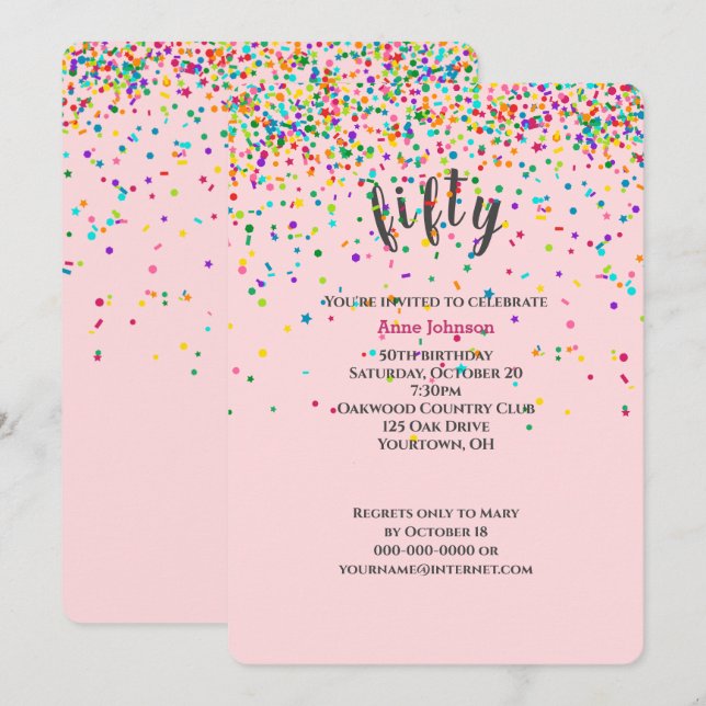 50.ª invitación a la fiesta de cumpleaños (Anverso / Reverso)