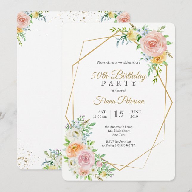 50.ª invitación a la fiesta de cumpleaños (Anverso / Reverso)