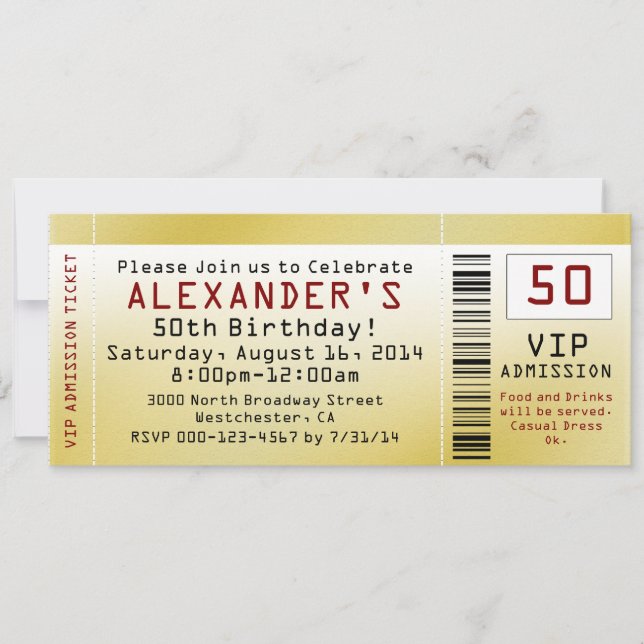 50.ª invitación a la Fiesta de Cumpleaños (Anverso)