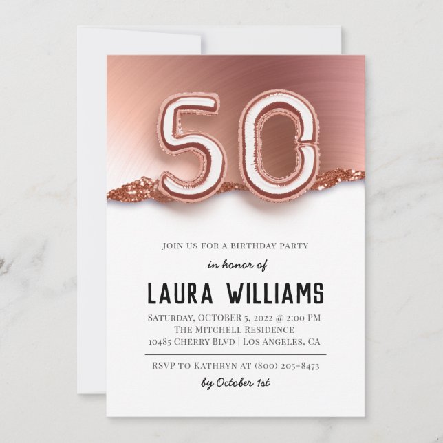 50.ª invitación a la fiesta de cumpleaños (Anverso)