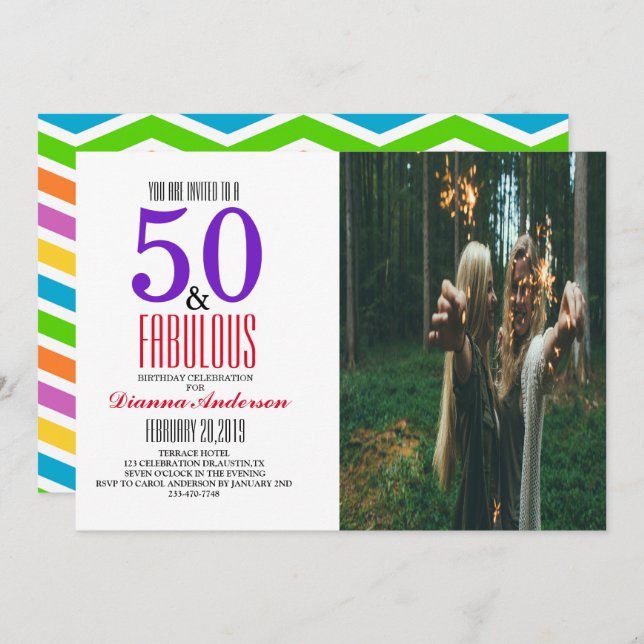 50.ª invitación a la fiesta de cumpleaños (Anverso / Reverso)