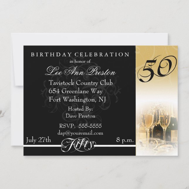 50.ª invitación a la fiesta de cumpleaños (Anverso)
