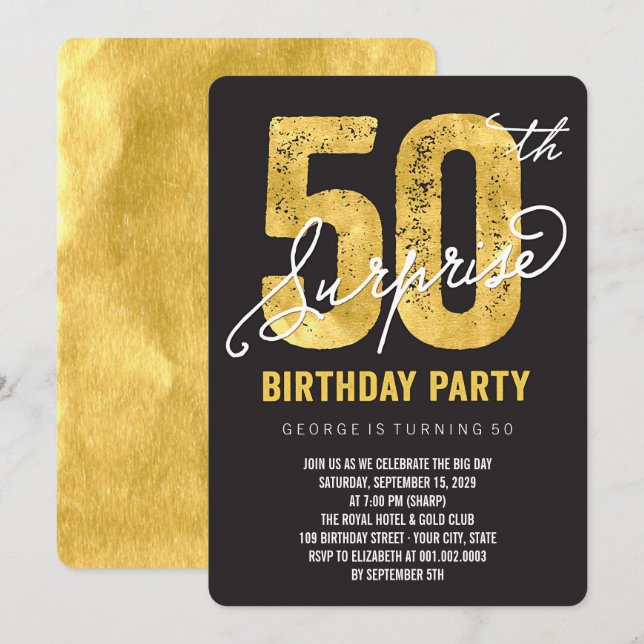 50.ª invitación a la fiesta de cumpleaños de sorpr (Anverso / Reverso)