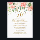 50.ª Invitación a la Floral de Oro de Cumpleaños<br><div class="desc">¡Más invitaciones a la ducha de novias florales en la tienda Little Bayleigh!</div>