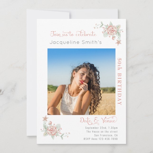 50.ª Invitación a la fotografía floral de cumpleañ (Anverso)
