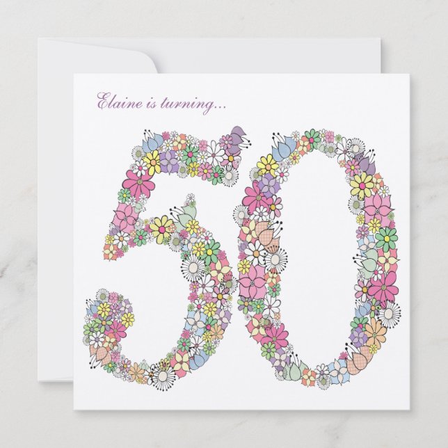 50.ª invitación a Personalizados de la fiesta de c (Anverso)