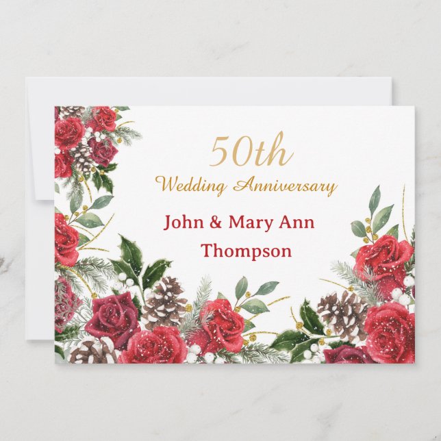50.ª invitación a Rosas de Boda de Invierno (Anverso)