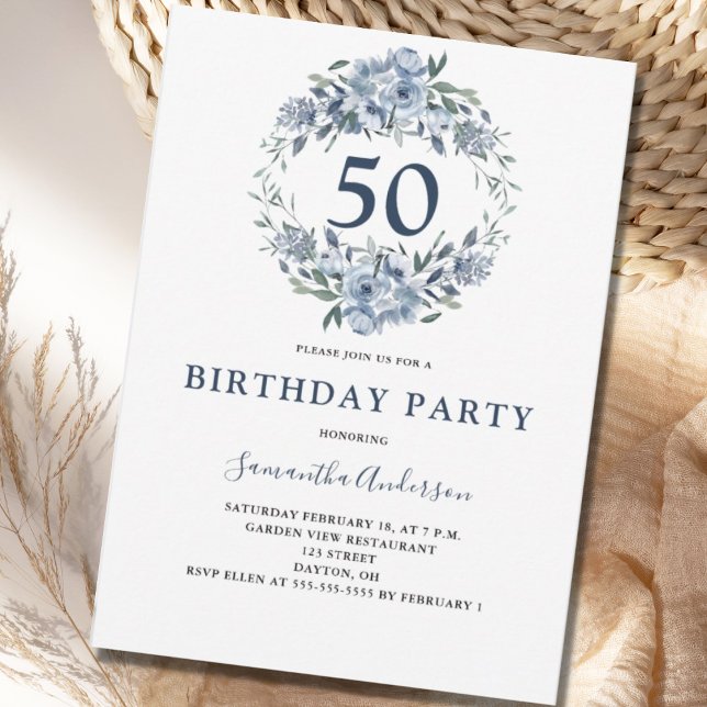 50.ª invitación botánica floral azul (Subido por el creador)