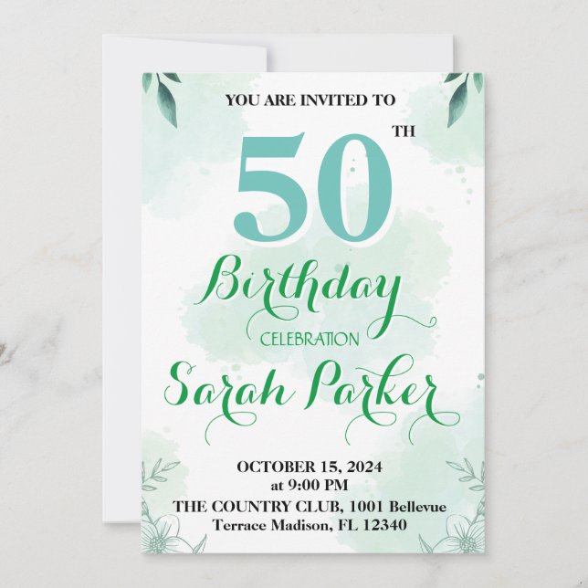 50.ª invitación de cumpleaños (Anverso)